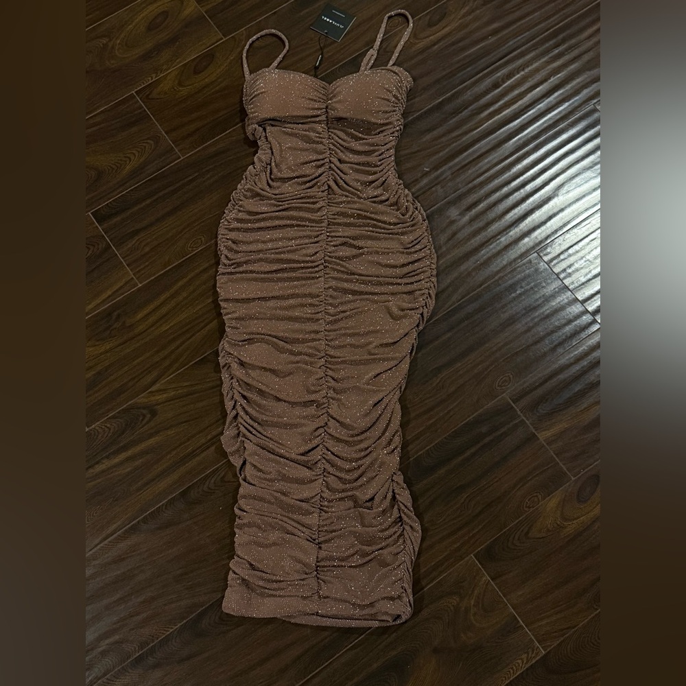 NWT JLUXLABEL Strapless Brown Glitter Dress